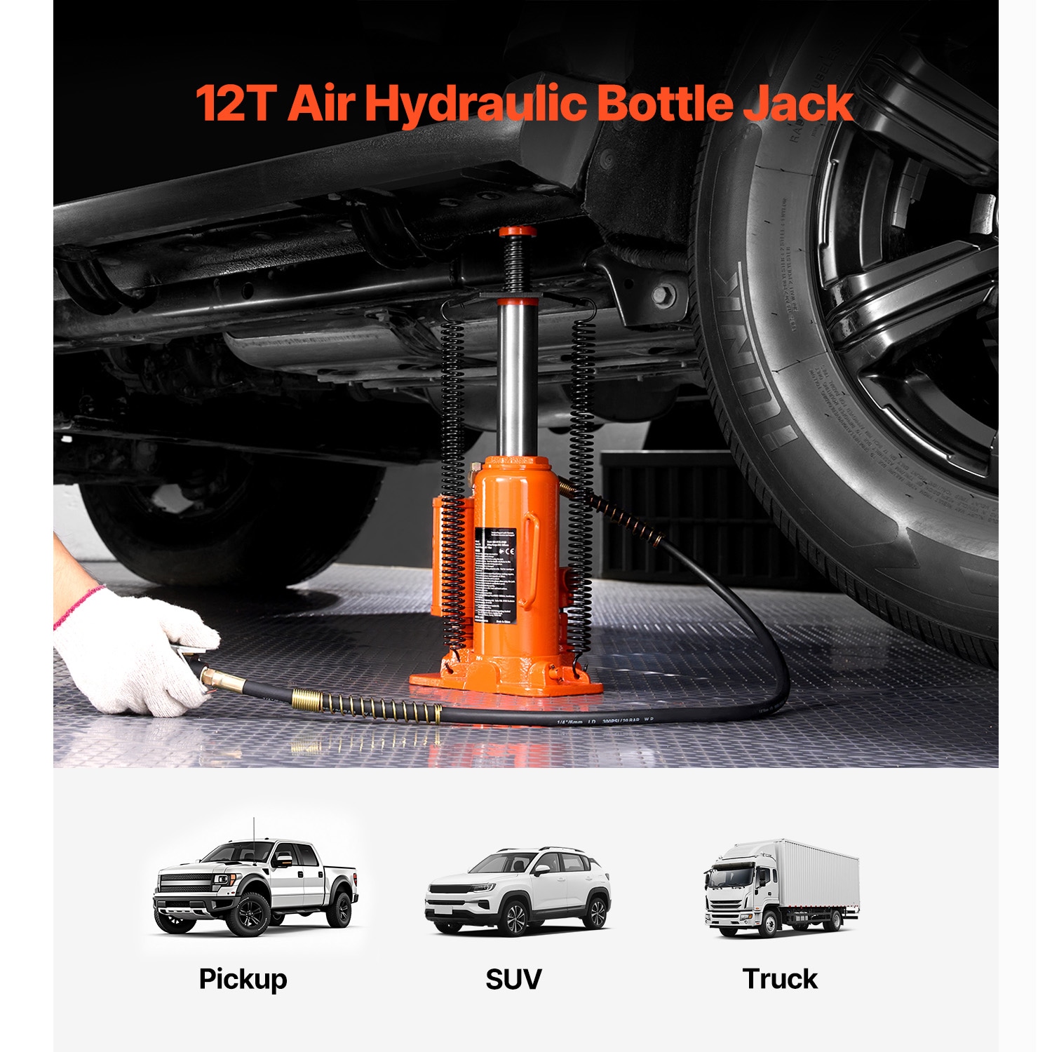 Air Hydraulic Bottle Jack For Car Repairs Manual Hand Pump_voghion.com